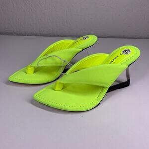 GOOD AMERICAN Lime Green Clear Wedge‎ Sandals Size 5.5